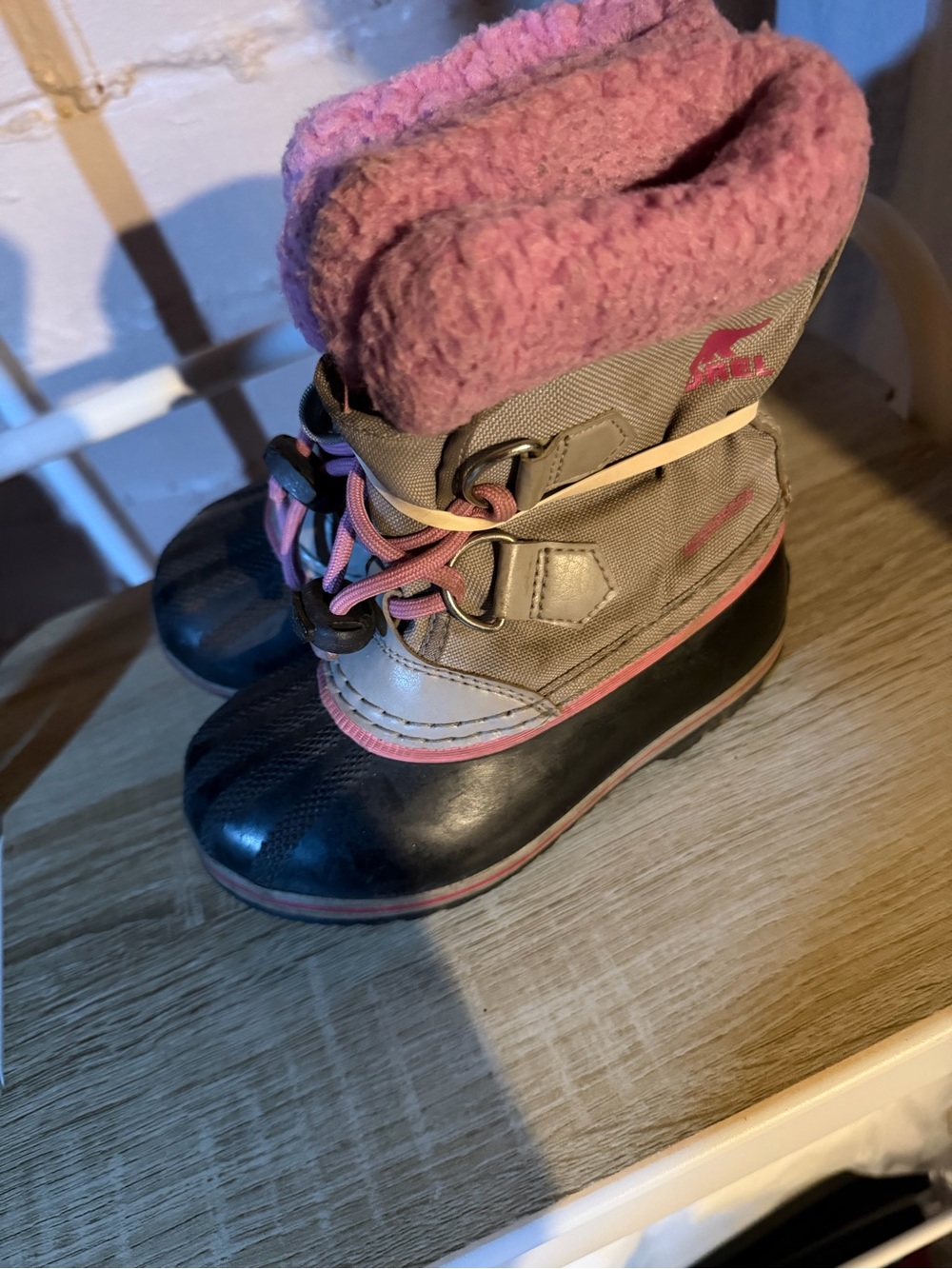 Sorel Kids Waterproof Winter Boots - Pink and Gray Size 12